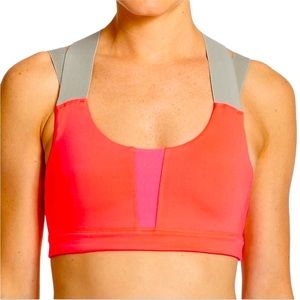 Alo Red Jetty Large Yoga Sports Bra Active Workout  Colorblock Criss Cross G